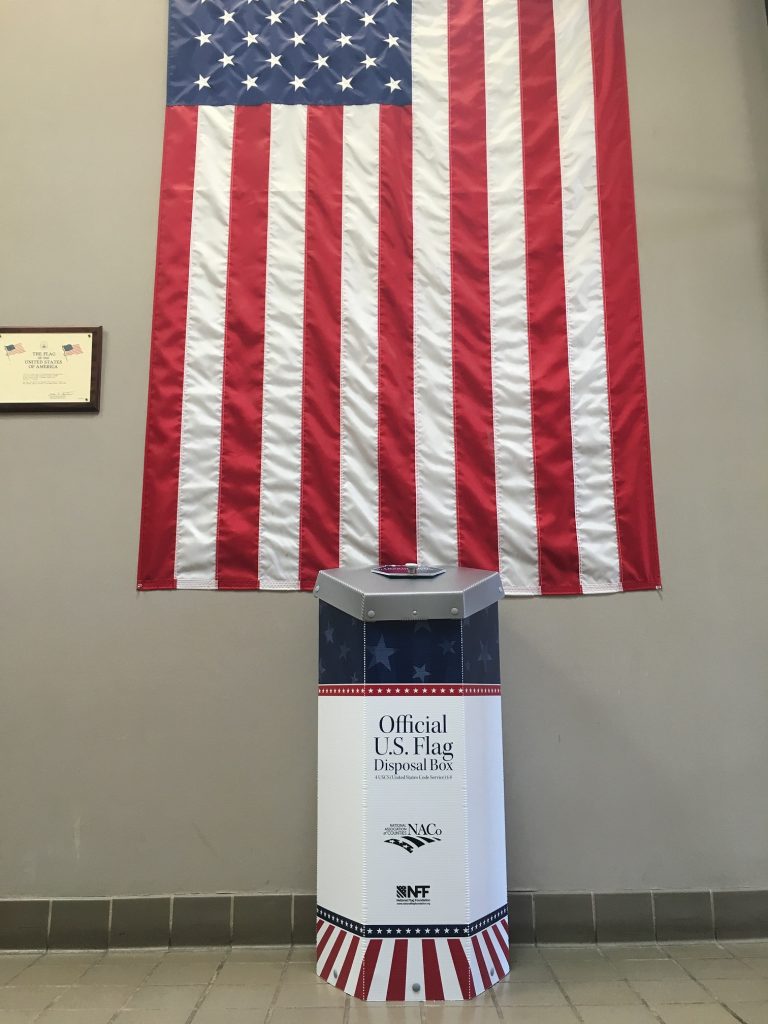 Flag disposal box at Granville County Admin Office.