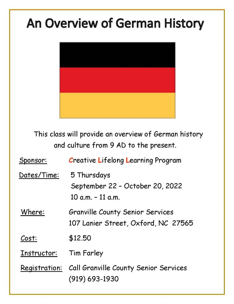 An Overview of German History @ Granville County Senior Center