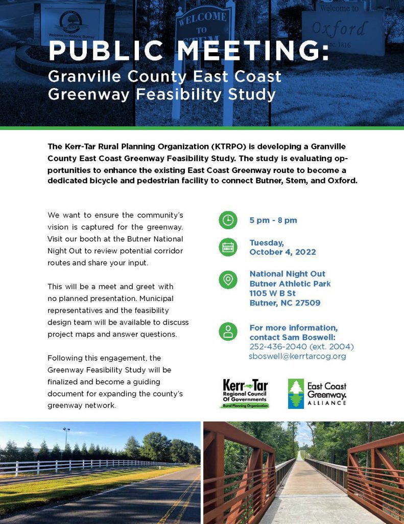 Granville County East Coast Greenway Feasibility Study @ Butner Athletic Park