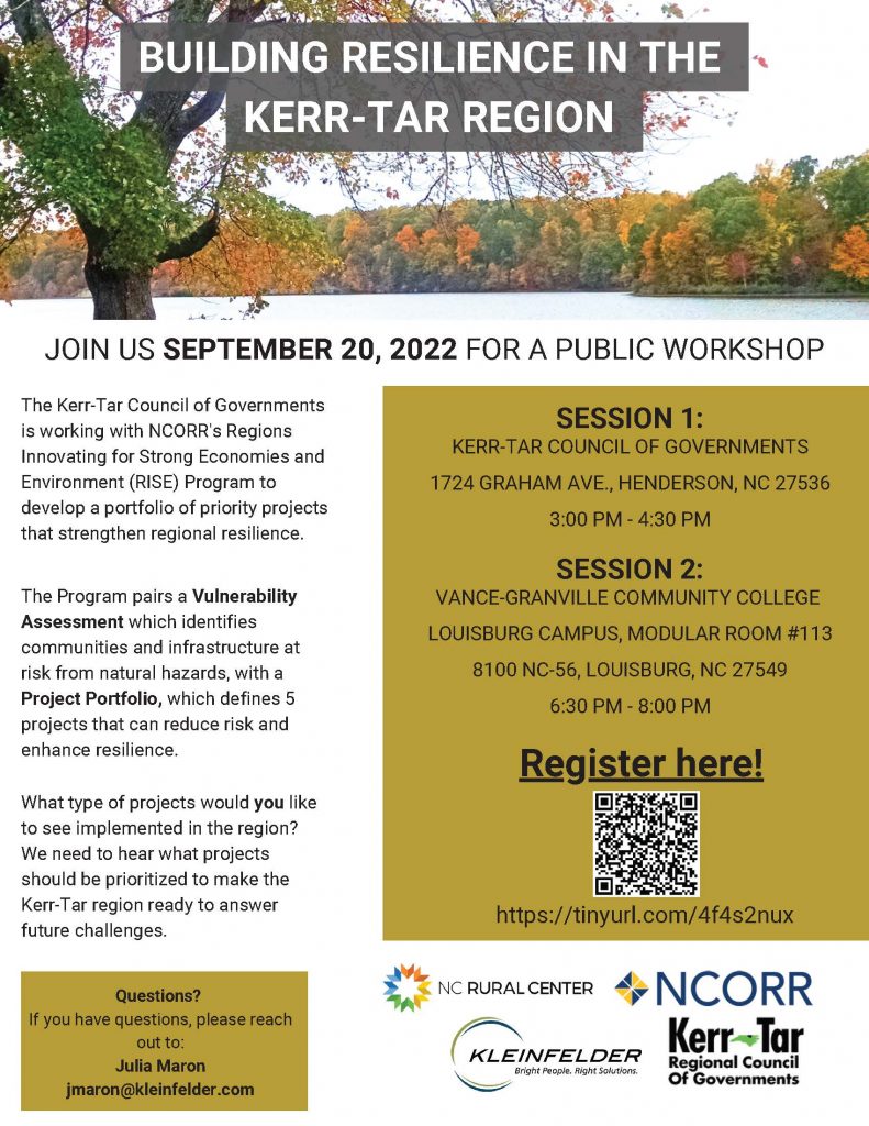 NCORR Resiliency Workshops @ Kerr-Tar Council of Governments Office