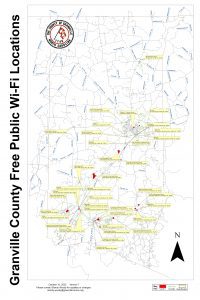 Granville County map with free public wi-fi locations