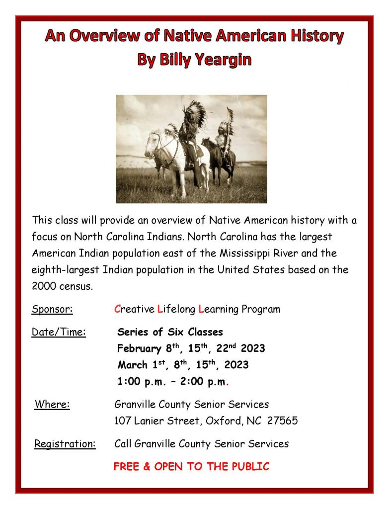 An Overview of Native American History @ Granville County Senior Center