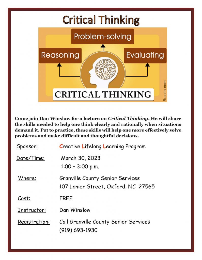 Critical Thinking @ Granville County Senior Center