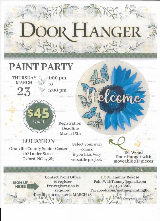 Door Hanger Paint Party @ Granville County Senior Center
