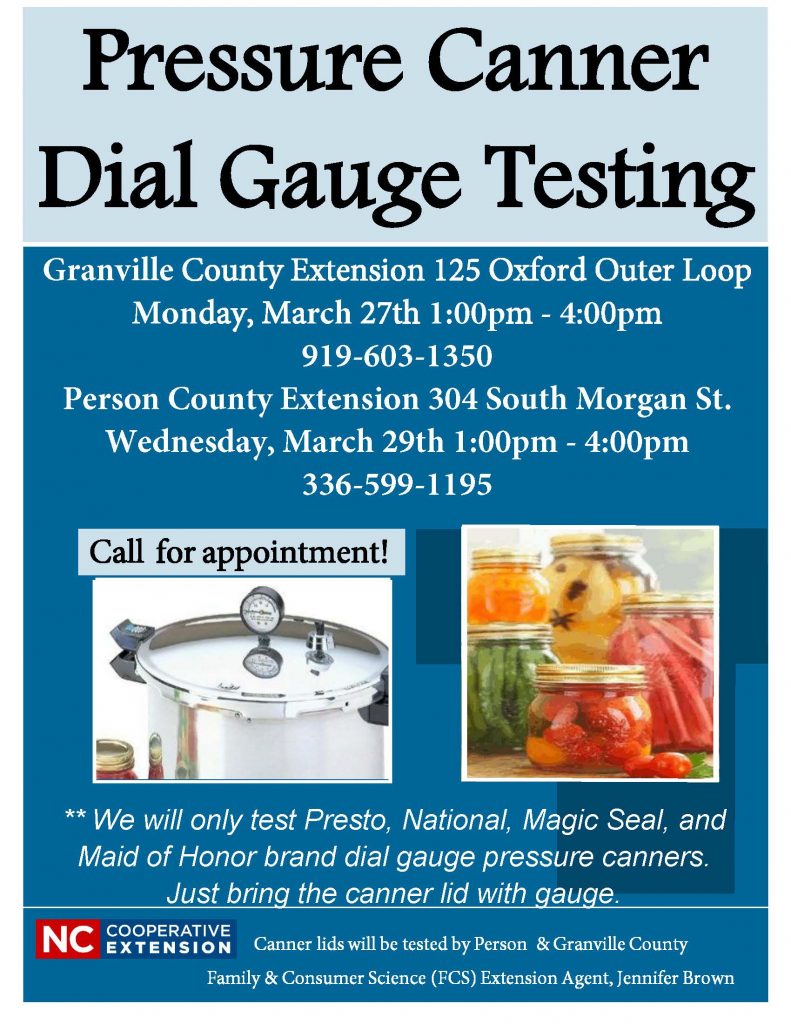 Canner Testing @ Granville County Cooperative Extension