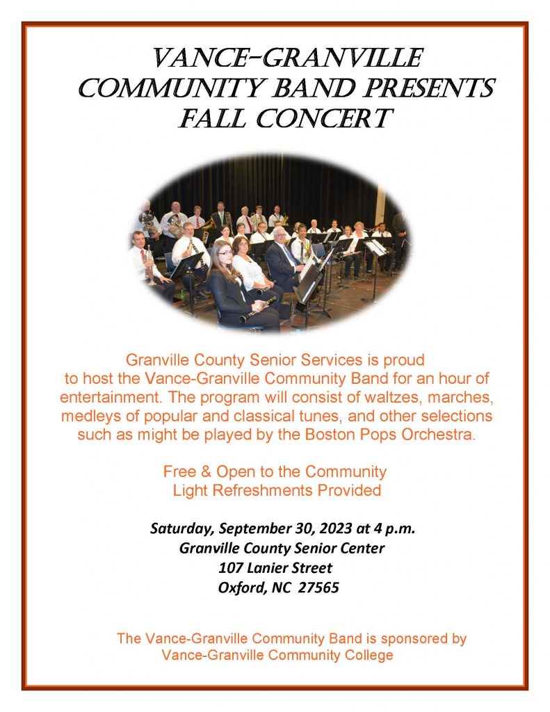 Vance-Granville Community College Band Concert @ Granville County Senior Center